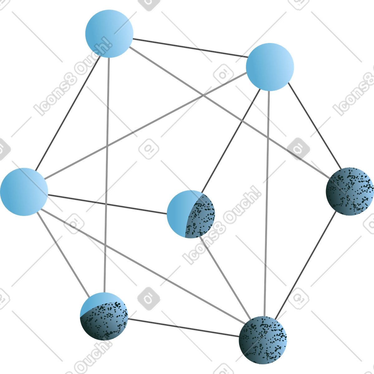 Blue neural network 3D icon shaded illustration in Concept style download in PNG, SVG