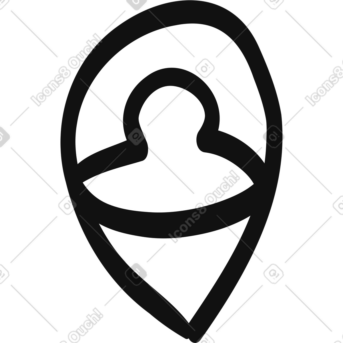Location pin outline with user silhouette inside simple marker-Illustration im Organic-Stil als Download in PNG, SVG