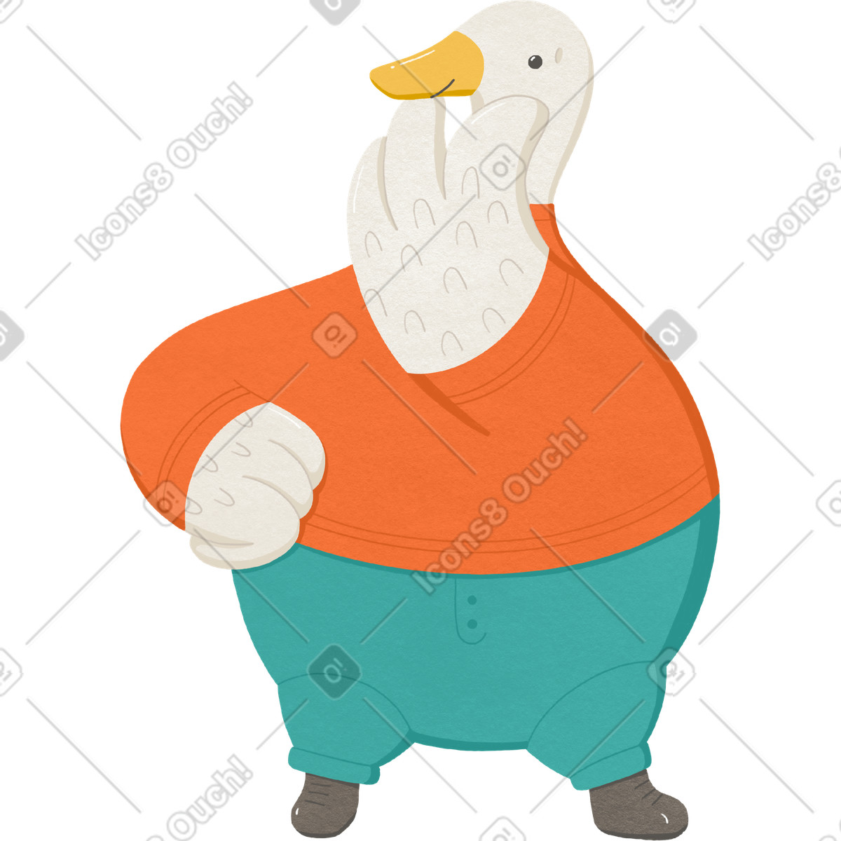 下载 风格的 Goose in red sweater 插画，支持 PNG、SVG 格式