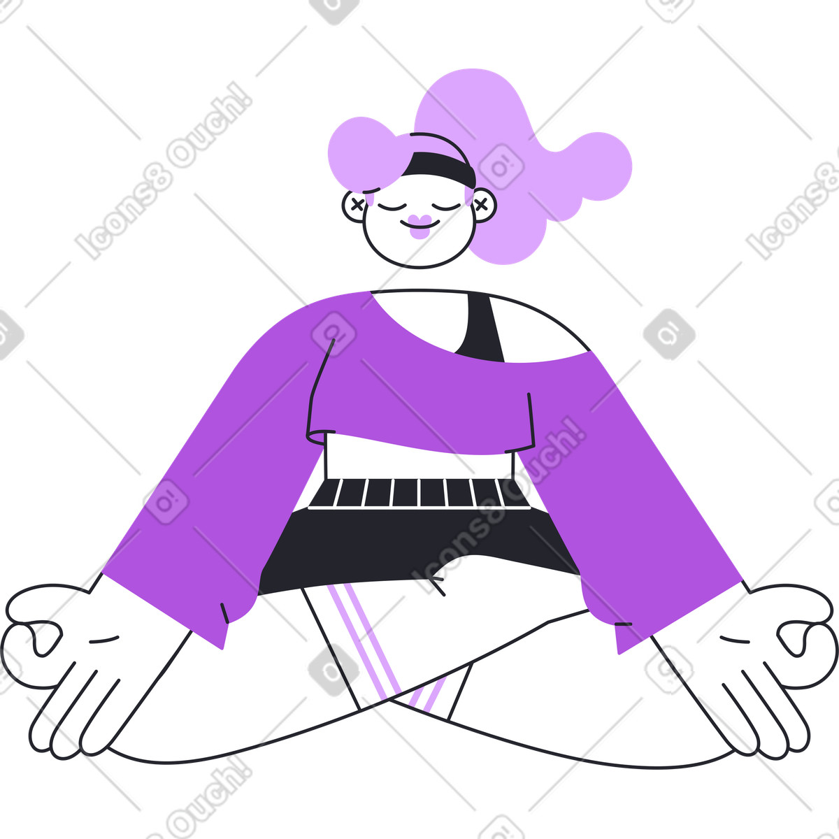Illustration Fille méditant dans le style Grapy à télécharger aux formats PNG, SVG