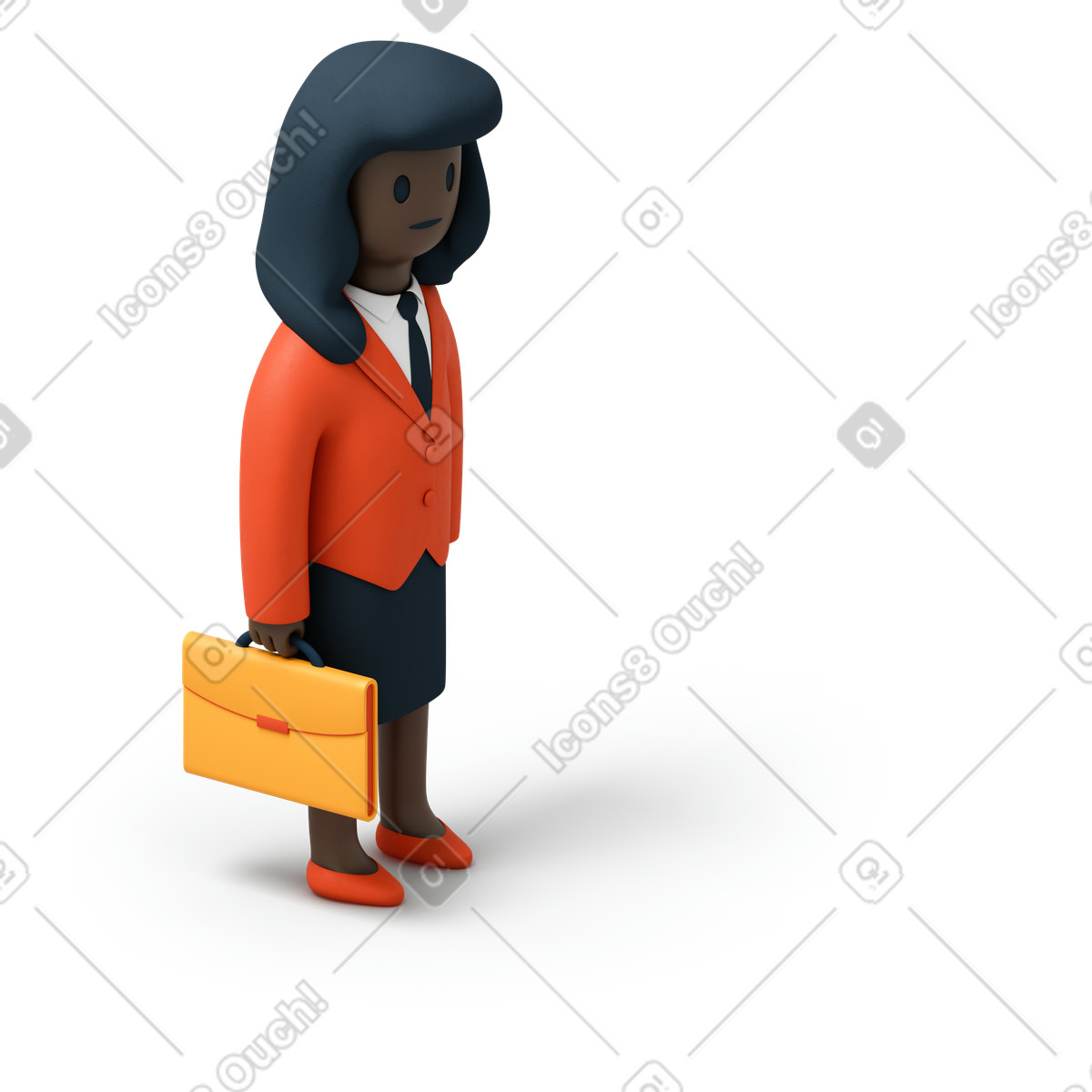 Ilustração de Mulher negócios negra com maleta amarela em no estilo 3D Flame para baixar em PNG, SVG