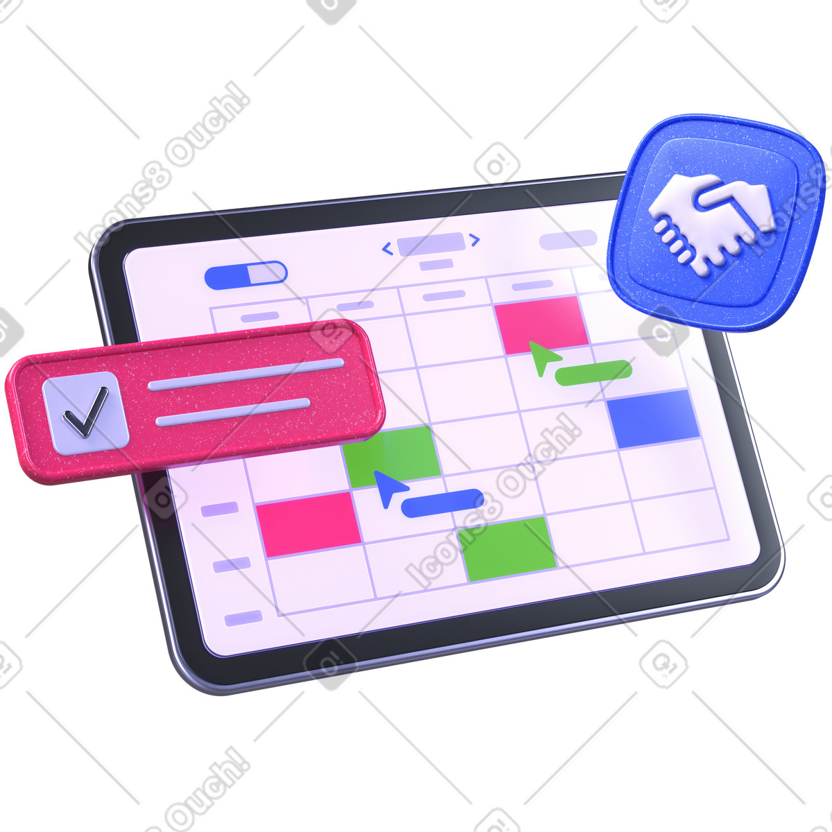 Pianificazione del progetto, dashboard di gestione delle attività, coordinamento lavoro squadra illustrazione in stile 3D Boost scarica in PNG, SVG