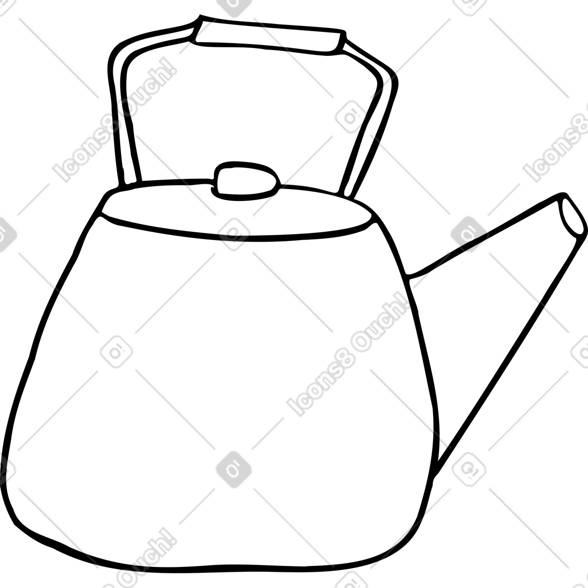 Ilustración Tetera con asa en la parte superior estilo Marks a descargar PNG y SVG