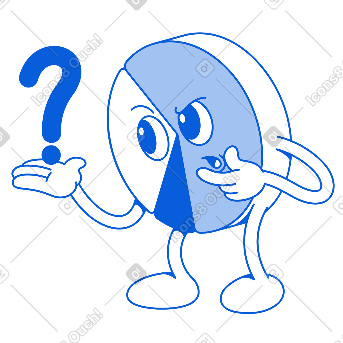 Ilustración Pie chart with question mark, Data analysis and decision making en estilo Handy Line a descargar en PNG y SVG