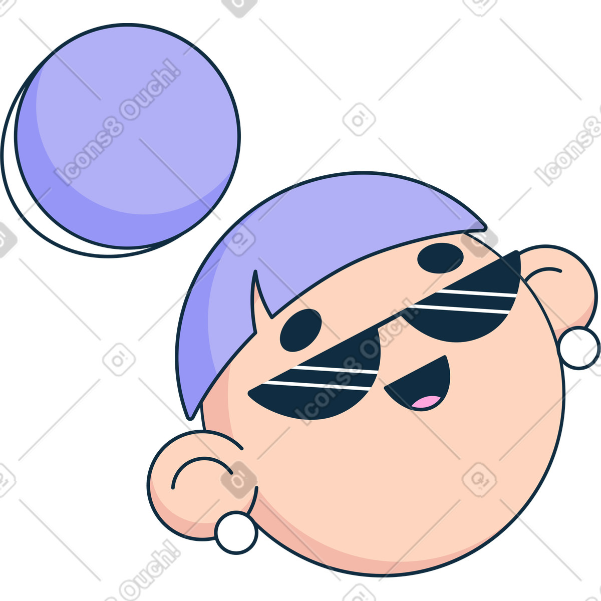 Ilustración animada Woman's head with glasses en estilo Bubble gum a descargar en GIF, Lottie (JSON), AE