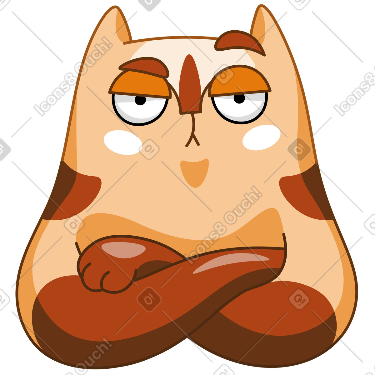 Gatto indifferente con le braccia conserte illustrazione in stile Kitekat scarica in PNG, SVG