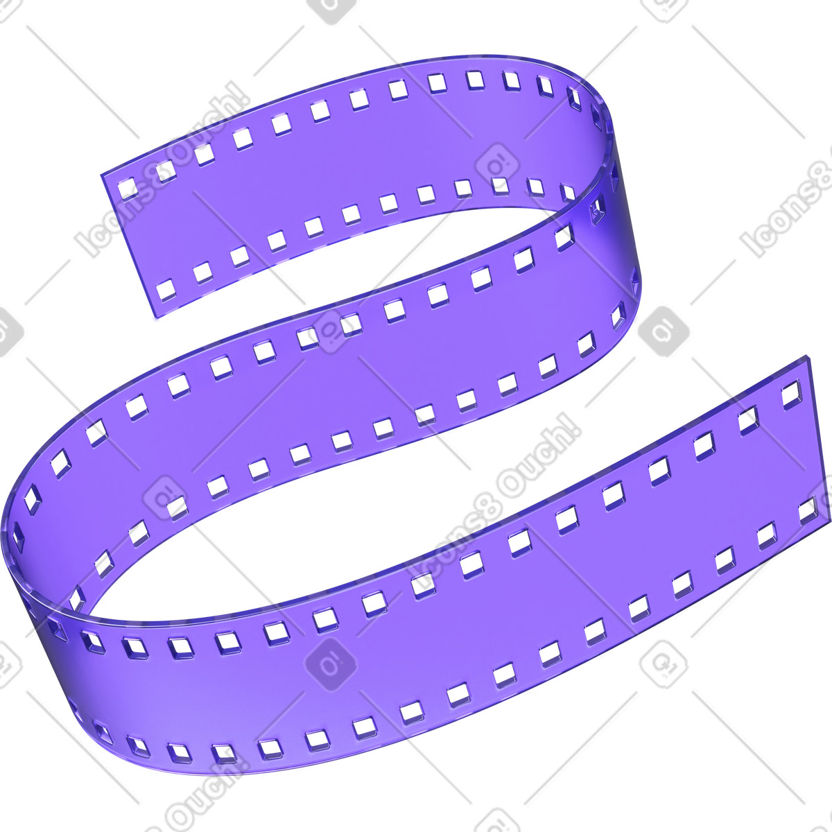 Produzione video, nastro di pellicola, risorsa multimediale cinematografica illustrazione in stile 3D Boost scarica in PNG, SVG