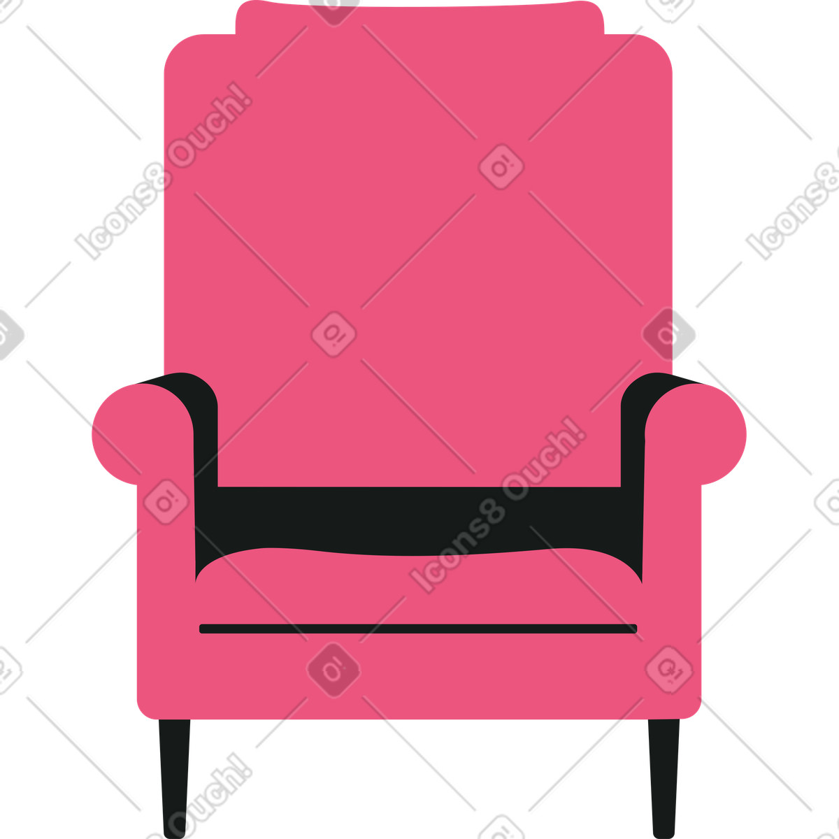 Lounge 스타일의 빨간색 부드러운 의자 일러스트레이션 PNG, SVG 다운로드
