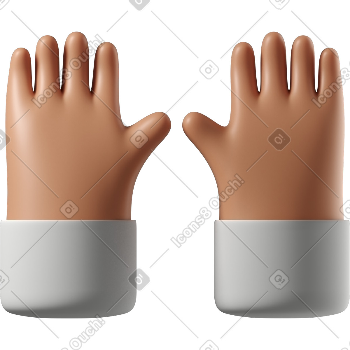 Illustration Lever les mains de la peau bronzée dans le style 3D Hands Fun&Wild à télécharger aux formats PNG, SVG