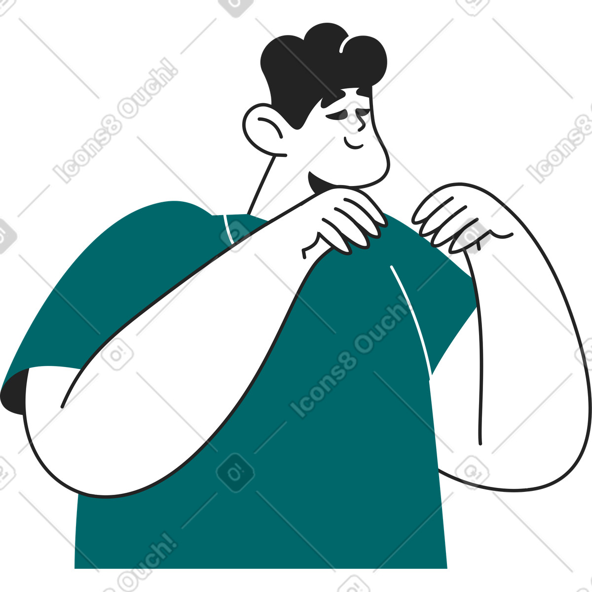 Ilustração de Metade um homem segurando algo em suas mãos no estilo Sammy Line para baixar PNG, SVG