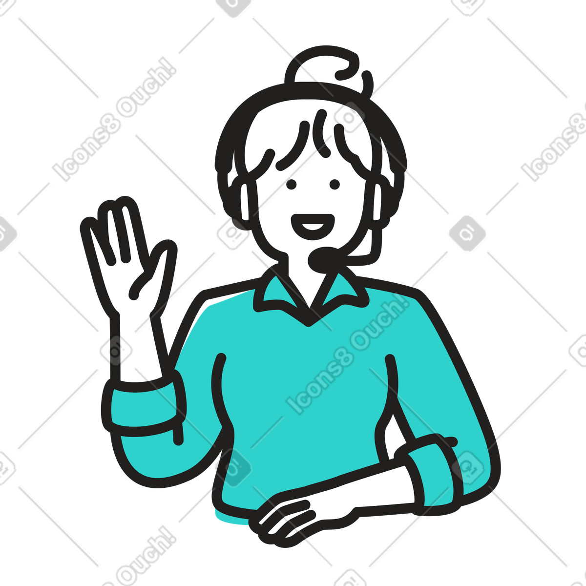 Little スタイルの Support worker waving his hand のイラストをPNG、SVG形式でダウンロード