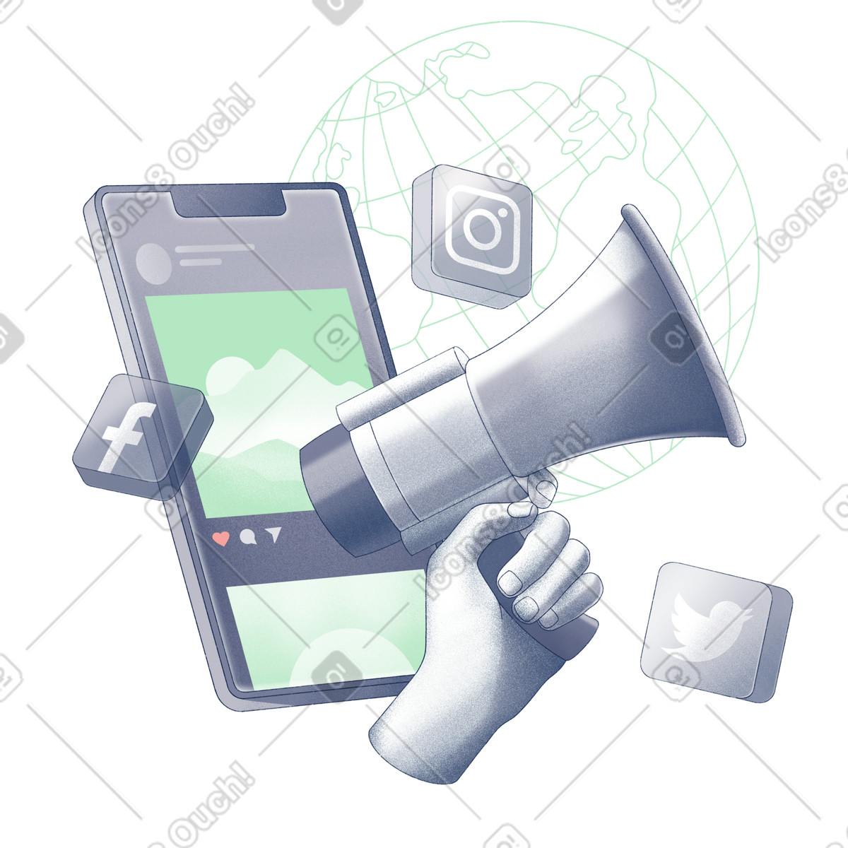 Social-media-marketing und werbung-Illustration im Haze-Stil als Download in PNG, SVG