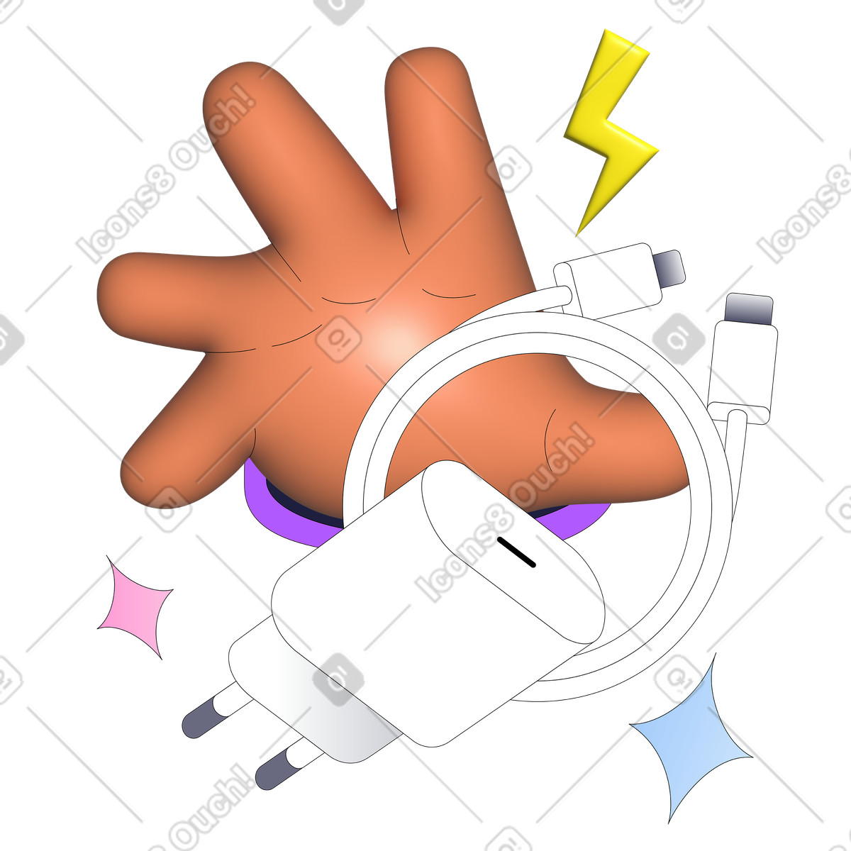 Ilustración Cable de alimentación y carga en estilo Pop a descargar en PNG SVG