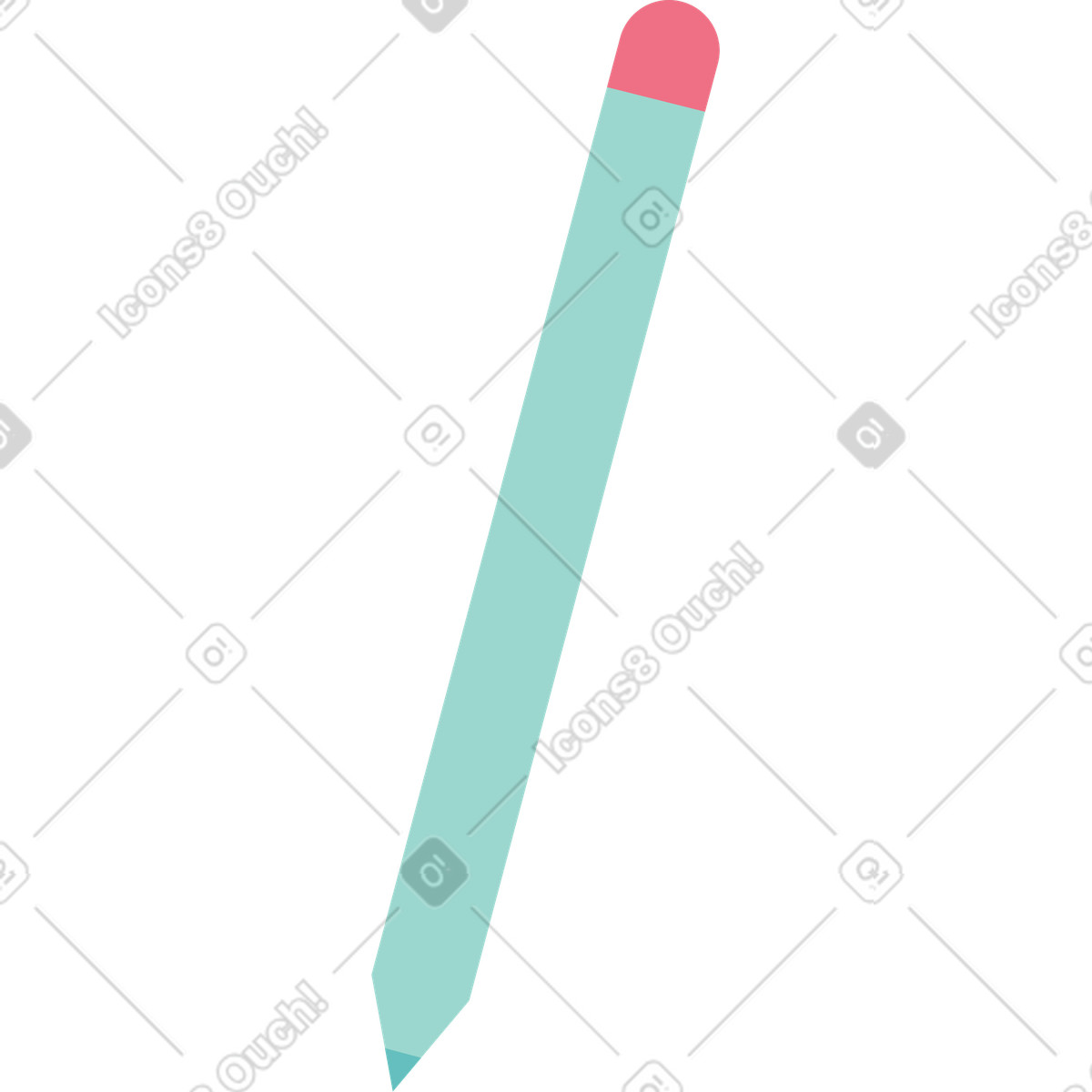 Pencil with pink eraser and turquoise body illustration in Delight style download in PNG, SVG