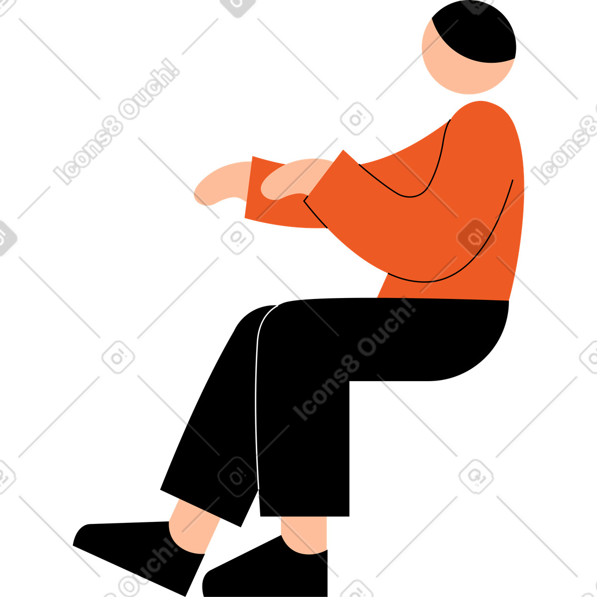 下载 Tiny 风格的 坐着的年轻人 插画，支持 PNG、SVG 格式