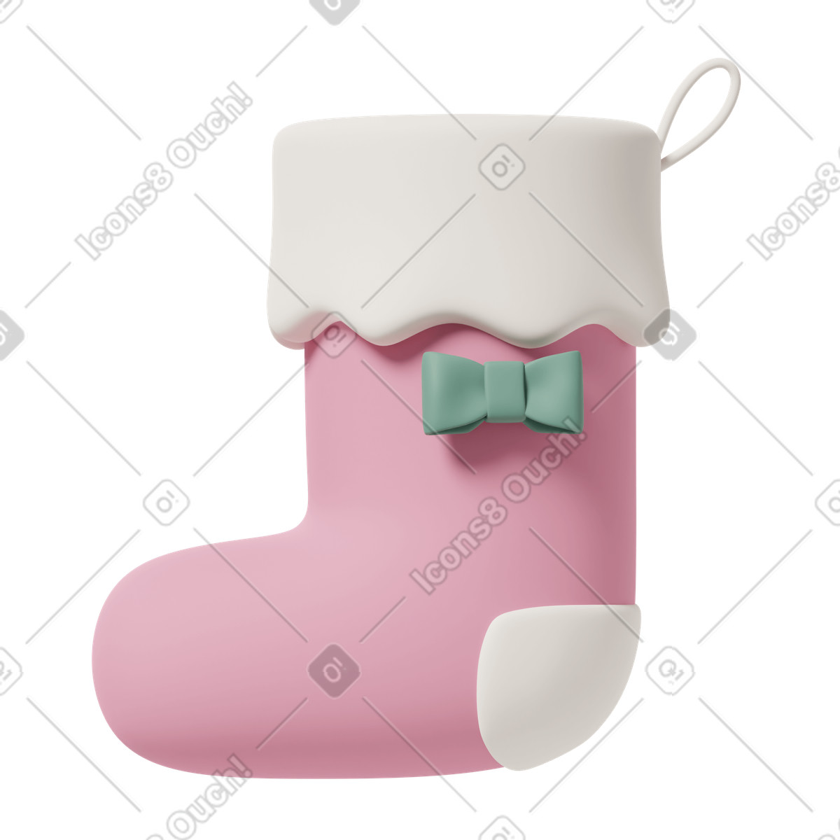 Illustration Pink сhristmas stocking with ribbon dans le style 3D Casual life à télécharger aux formats PNG, SVG