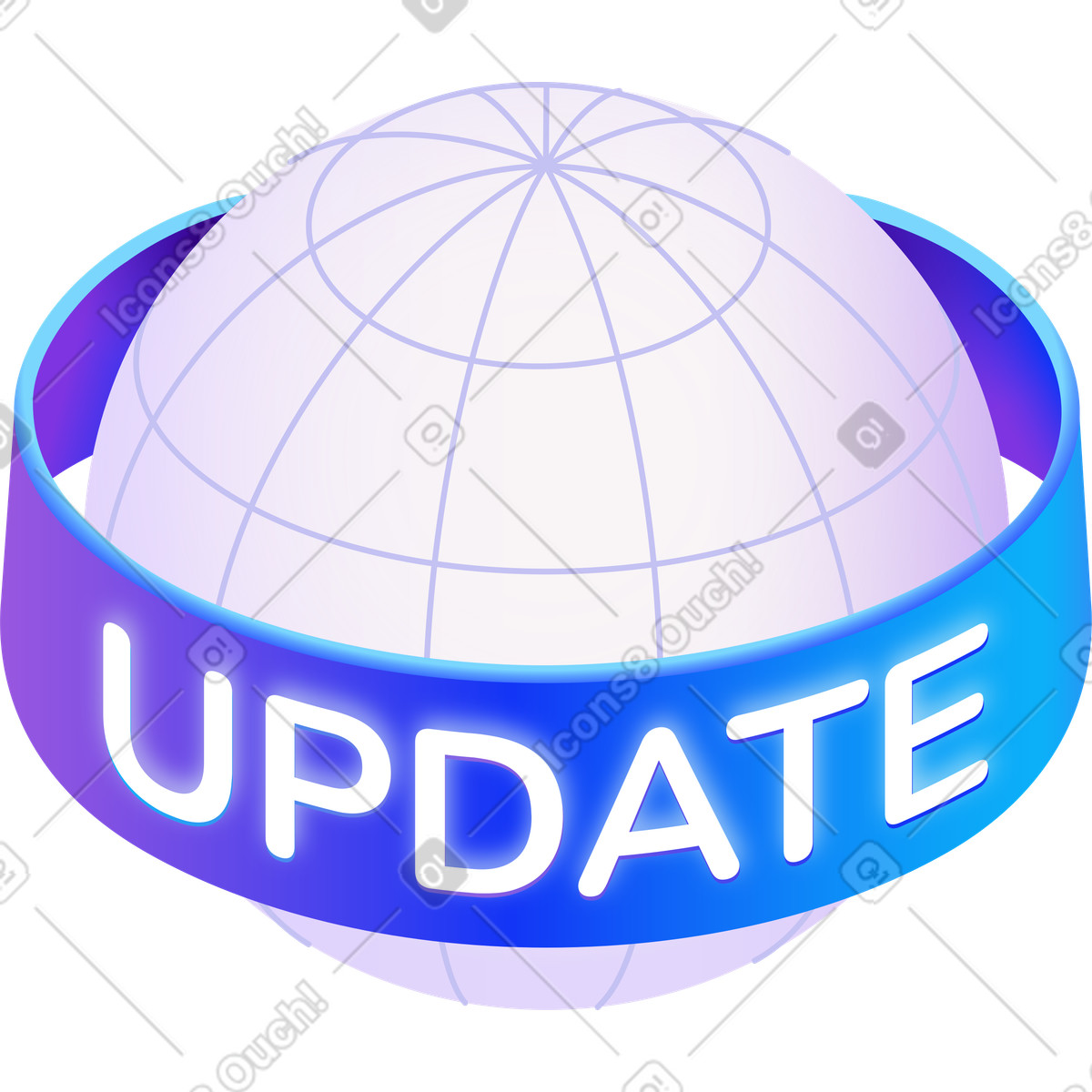 Illustration Globe de notification mise à jour dans le style Hi-tech télécharger aux formats PNG, SVG