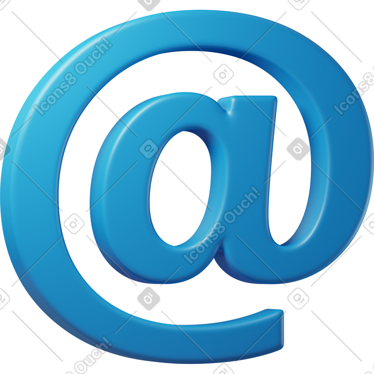 3D Business 스타일의 Blue at sign 일러스트레이션 PNG, SVG 다운로드