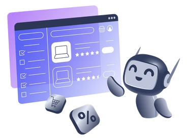 AI Agent Interacting with Online Store Interface,  AI-Powered Shopping Experience,  AI Shopping Assistant PNG, SVG