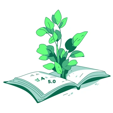 A green plant is emerging from an open white book, with its roots delicately intertwined among the pages. The leaves of the plant are uniquely shaped like various GPA numbers, such as "4.0", "3.5", and "2.0", showcasing a mix of styles and sizes. The book's pages are slightly curled, adding texture to the scene. Sunlight streams in from the side, illuminating the vibrant green leaves and casting soft shadows on the pages of the book. The entire composition conveys a sense of growth and knowledge.