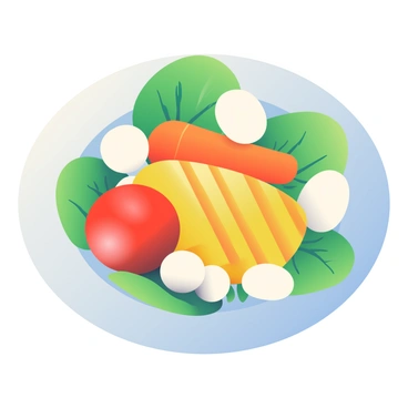A beautifully arranged plate of food transformed into a clean line illustration emphasizing its colors.