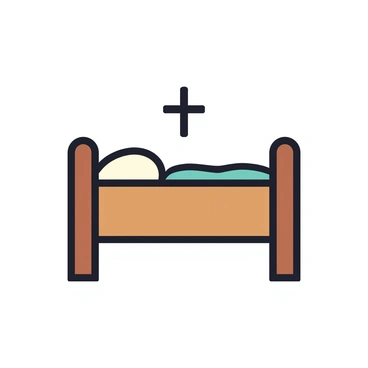 A wooden cradle filled with soft blankets and a small cross hanging from the ceiling above it.