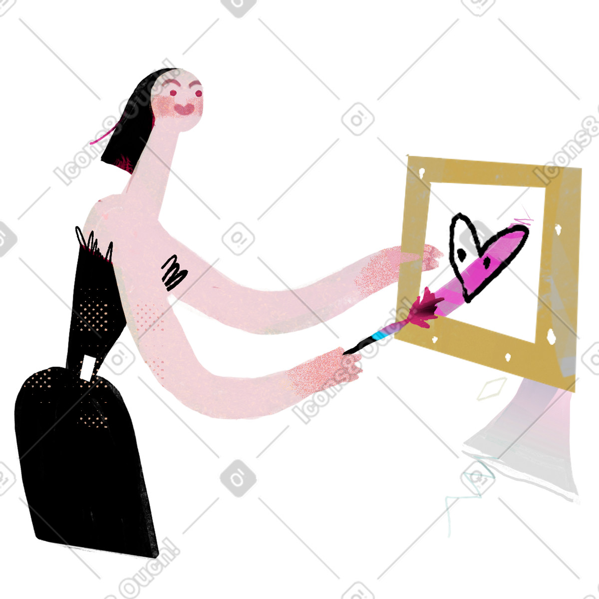 Fabulous スタイルの Artist painting a heart on canvas のイラストをPNG、SVG形式でダウンロード