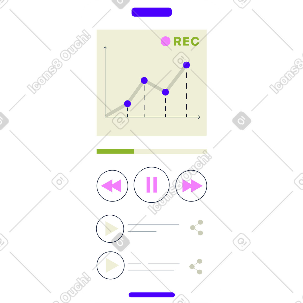 App interface with podcasts illustration in Cubes style download in PNG, SVG