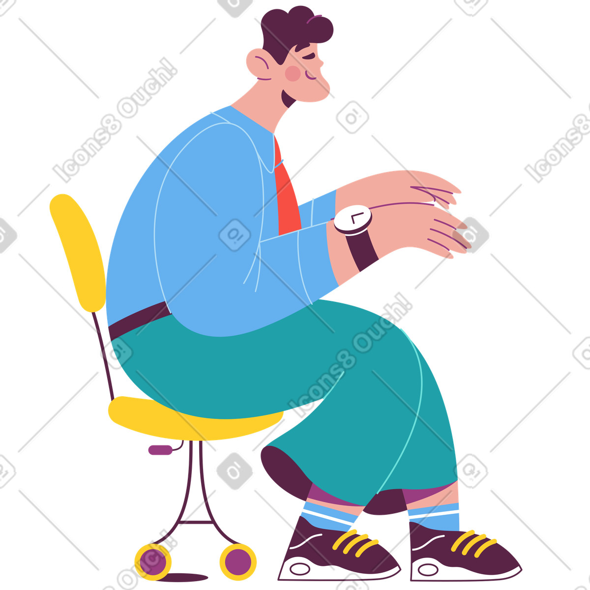 Mann tippt animierte Illustration im Sammy-Stil als Download in GIF, Lottie (JSON), AE