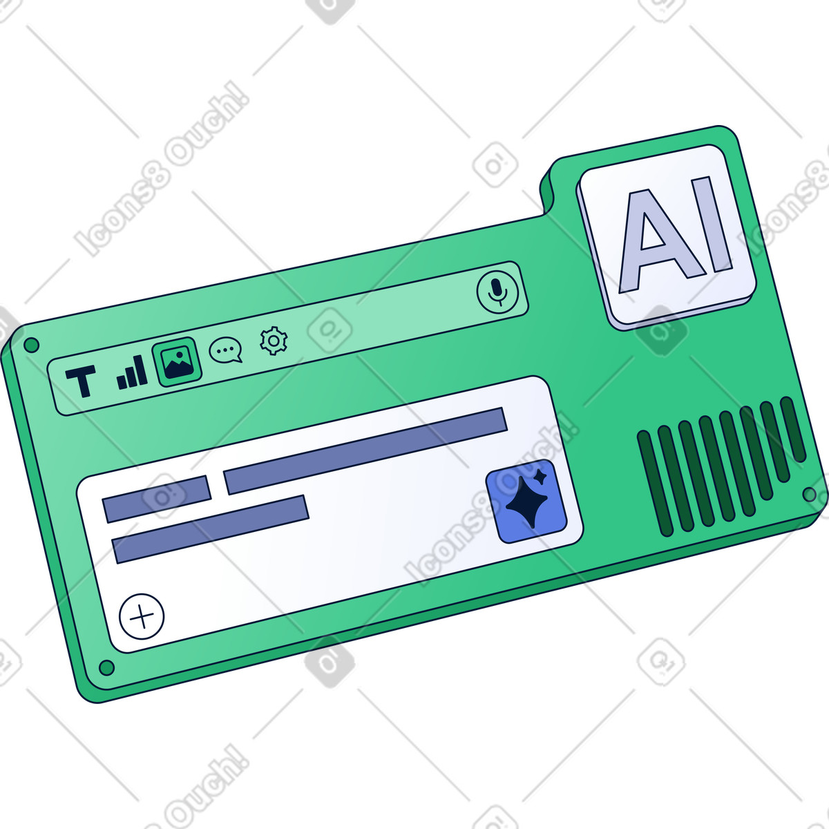 Ilustração de AI chatbot user interface layout with text prompt em no estilo Neat para baixar em PNG, SVG