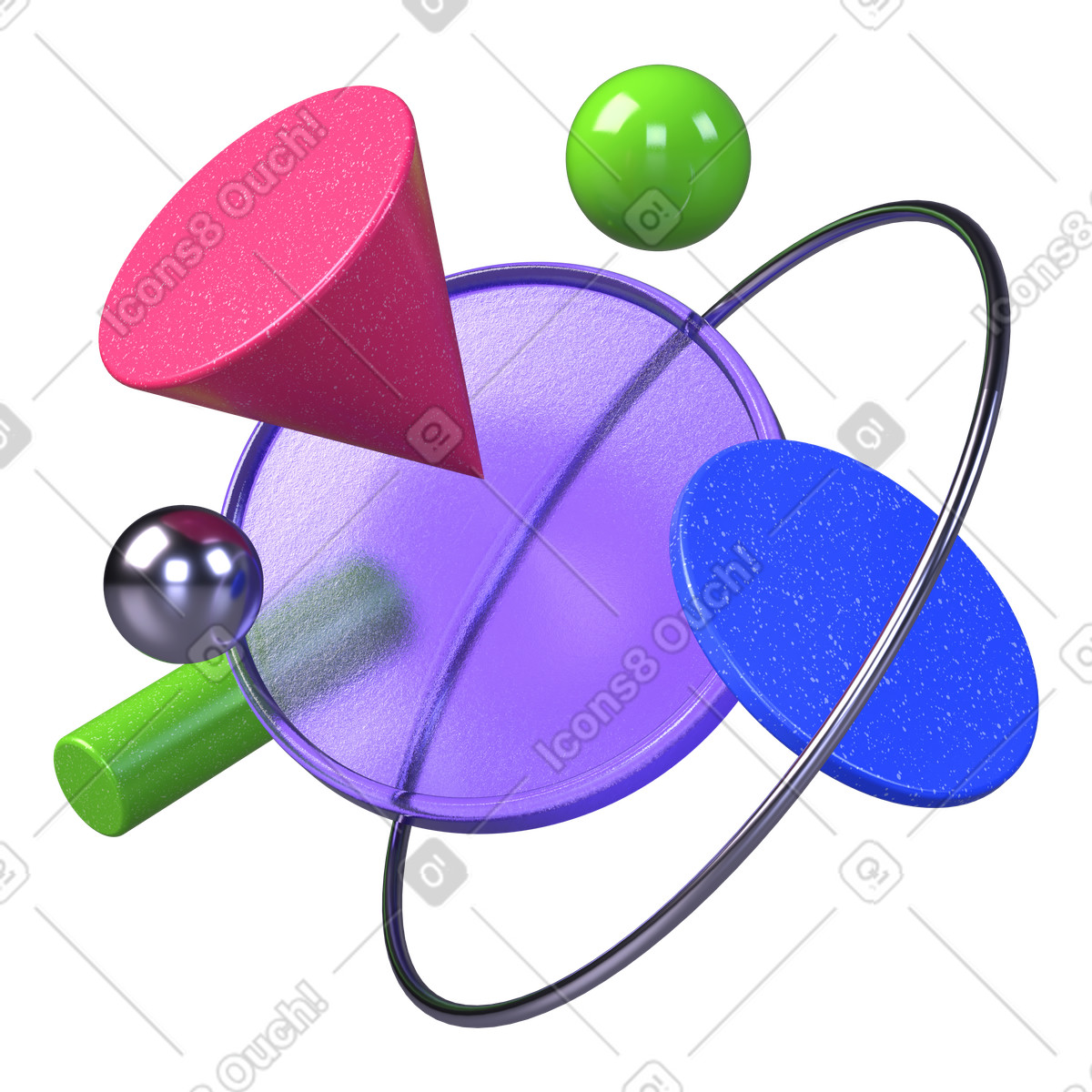 Abstrakte komposition geometrischer formen-Illustration im 3D Boost-Stil als Download in PNG, SVG
