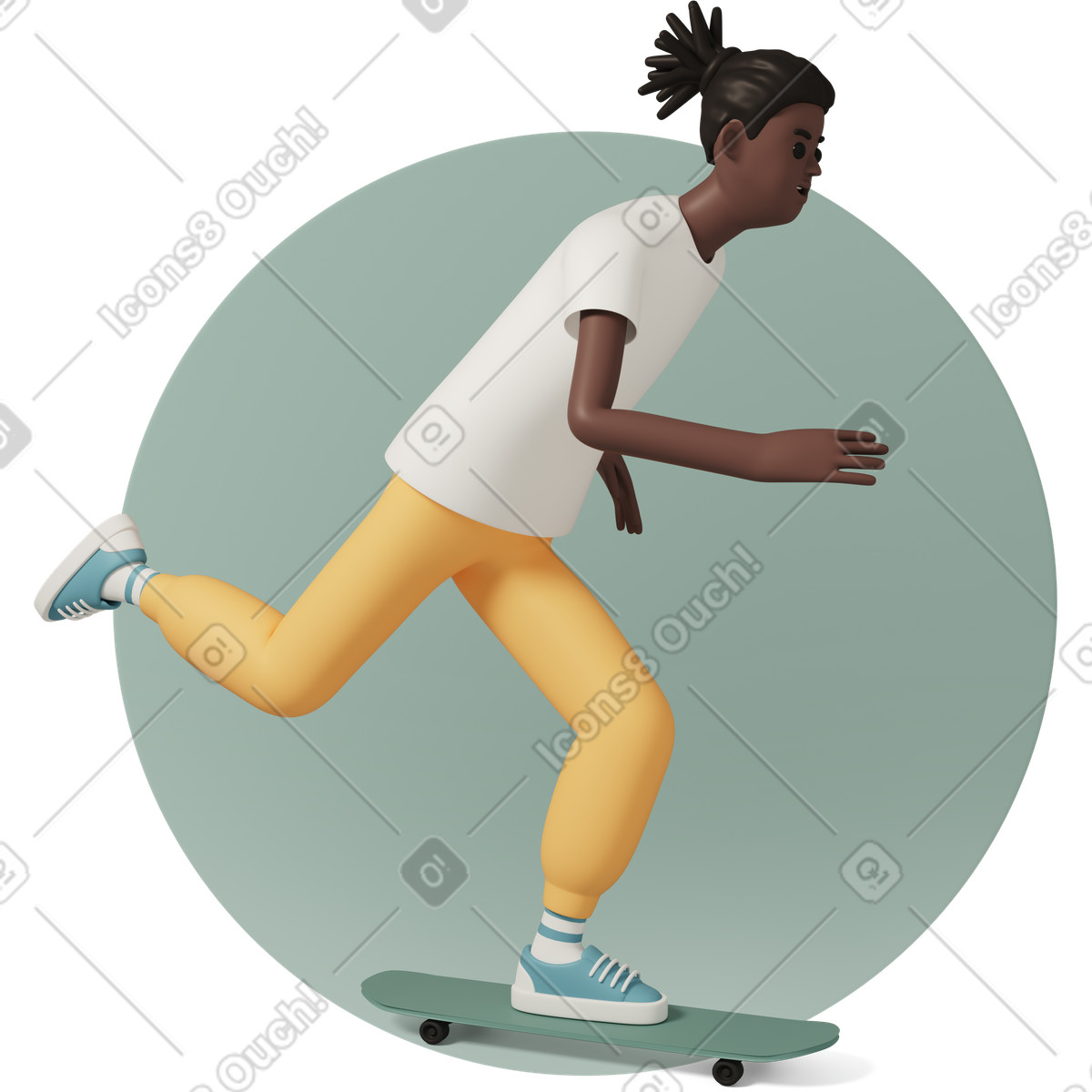 Young man riding skateboard illustrazione in stile 3D Casual life scarica in PNG, SVG