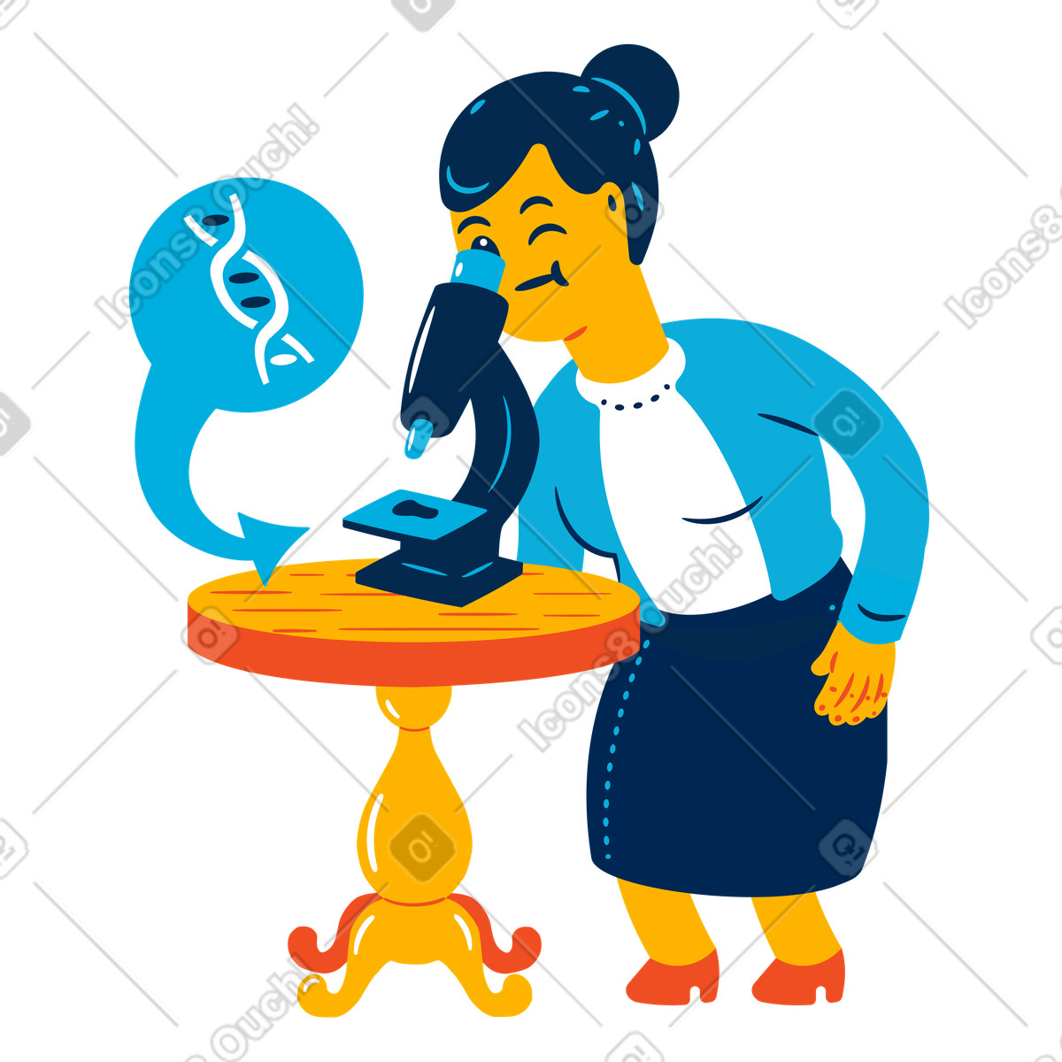 Illustration Scientifique regardant l’adn au microscope dans le style Flame à télécharger aux formats PNG, SVG