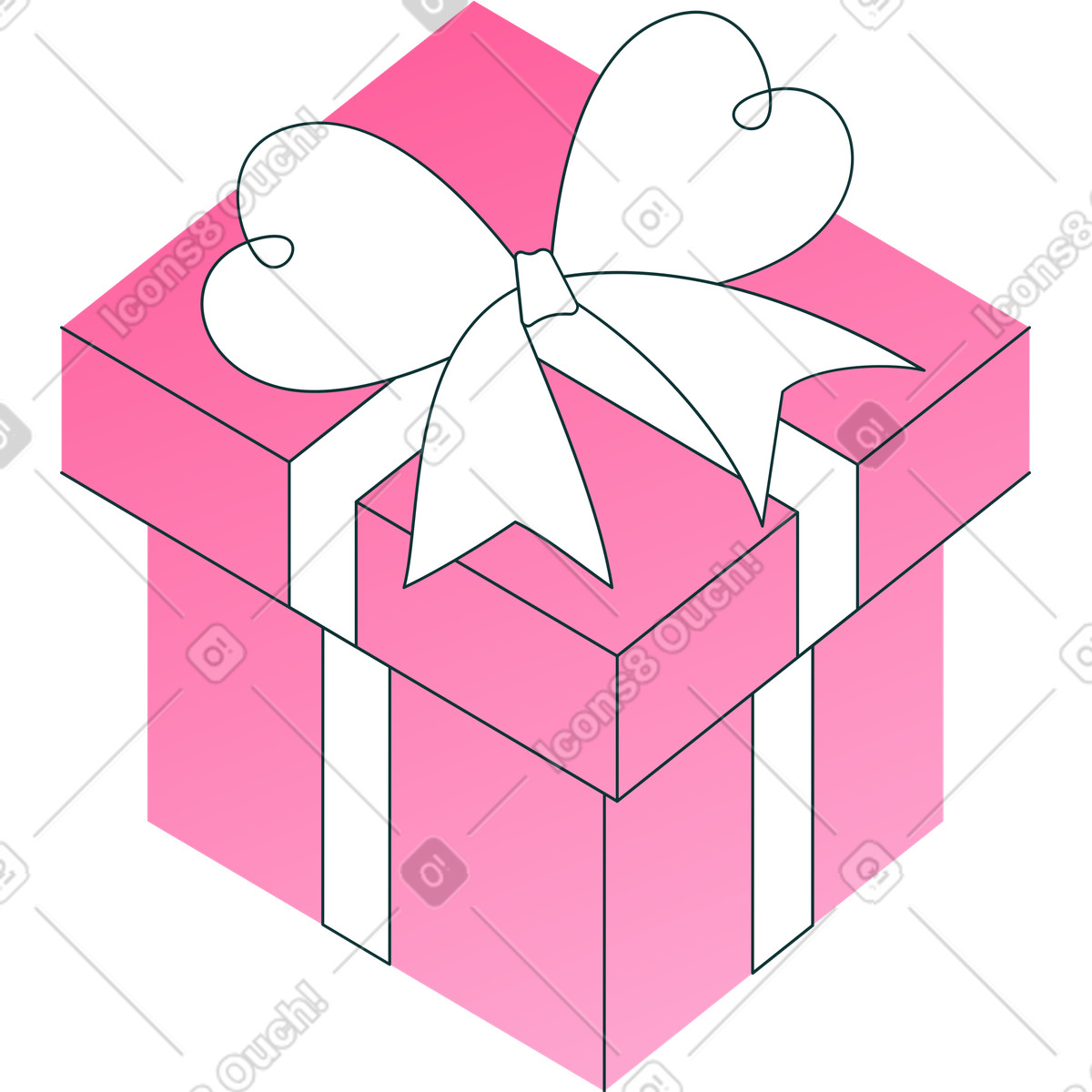 Rosa geschenkbox mit schleife-Illustration im Florid-Stil als Download in PNG, SVG