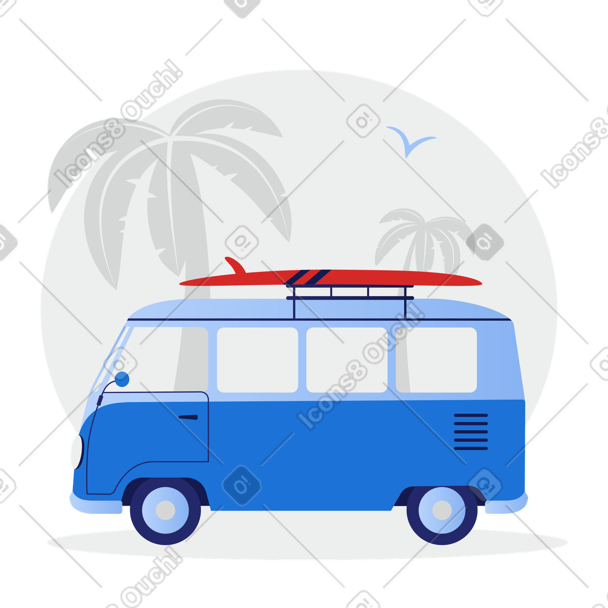 Ilustração de Van estilo retrô vw em no Clip para baixar em PNG, SVG