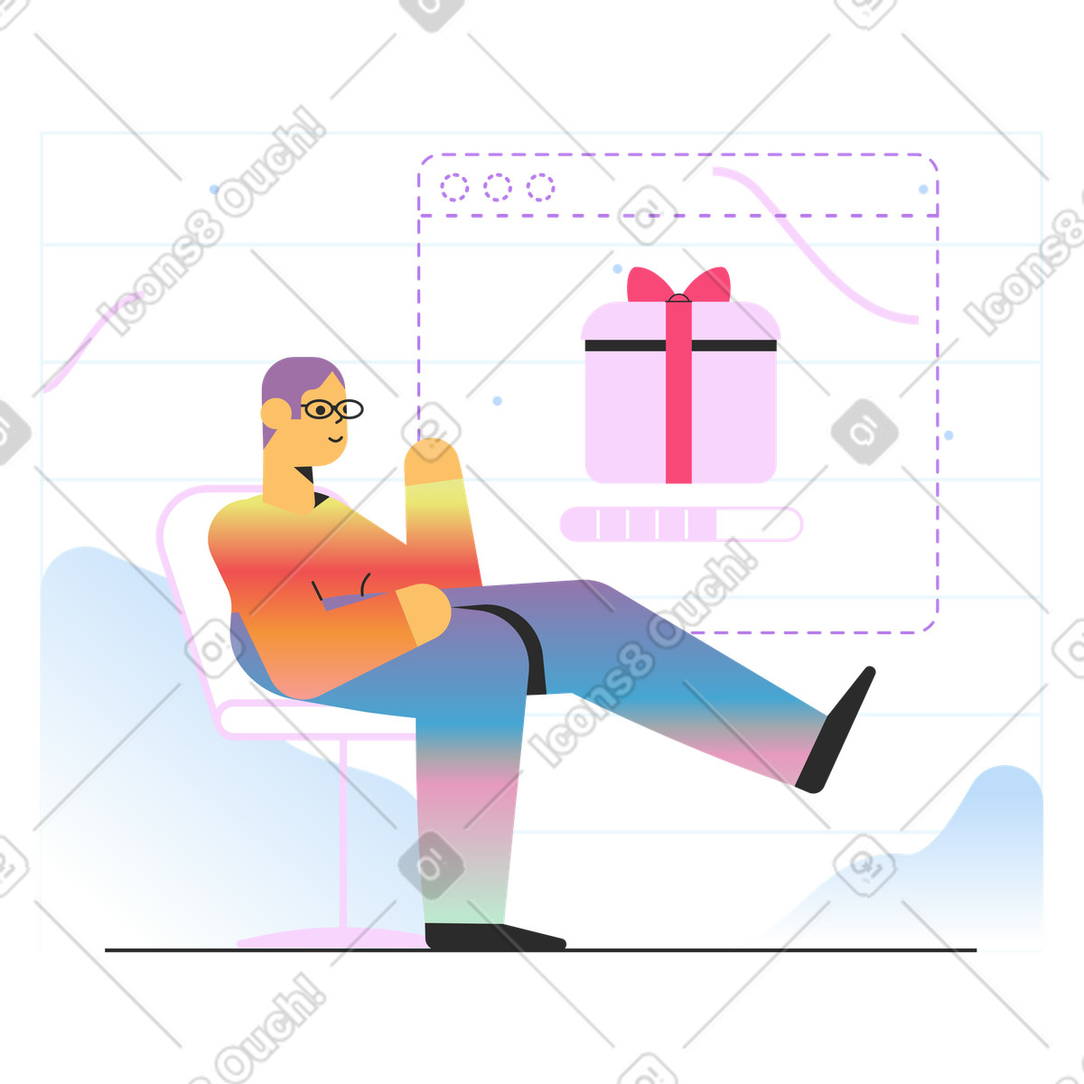 Invia un regalo illustrazione in stile Marginalia scarica in PNG, SVG
