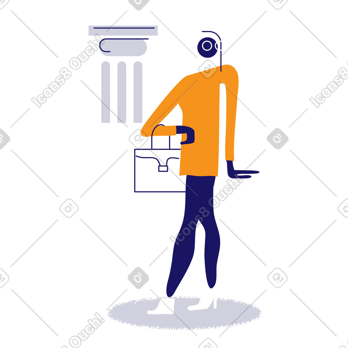 Girl with briefcase illustration in Experimental style download in PNG, SVG