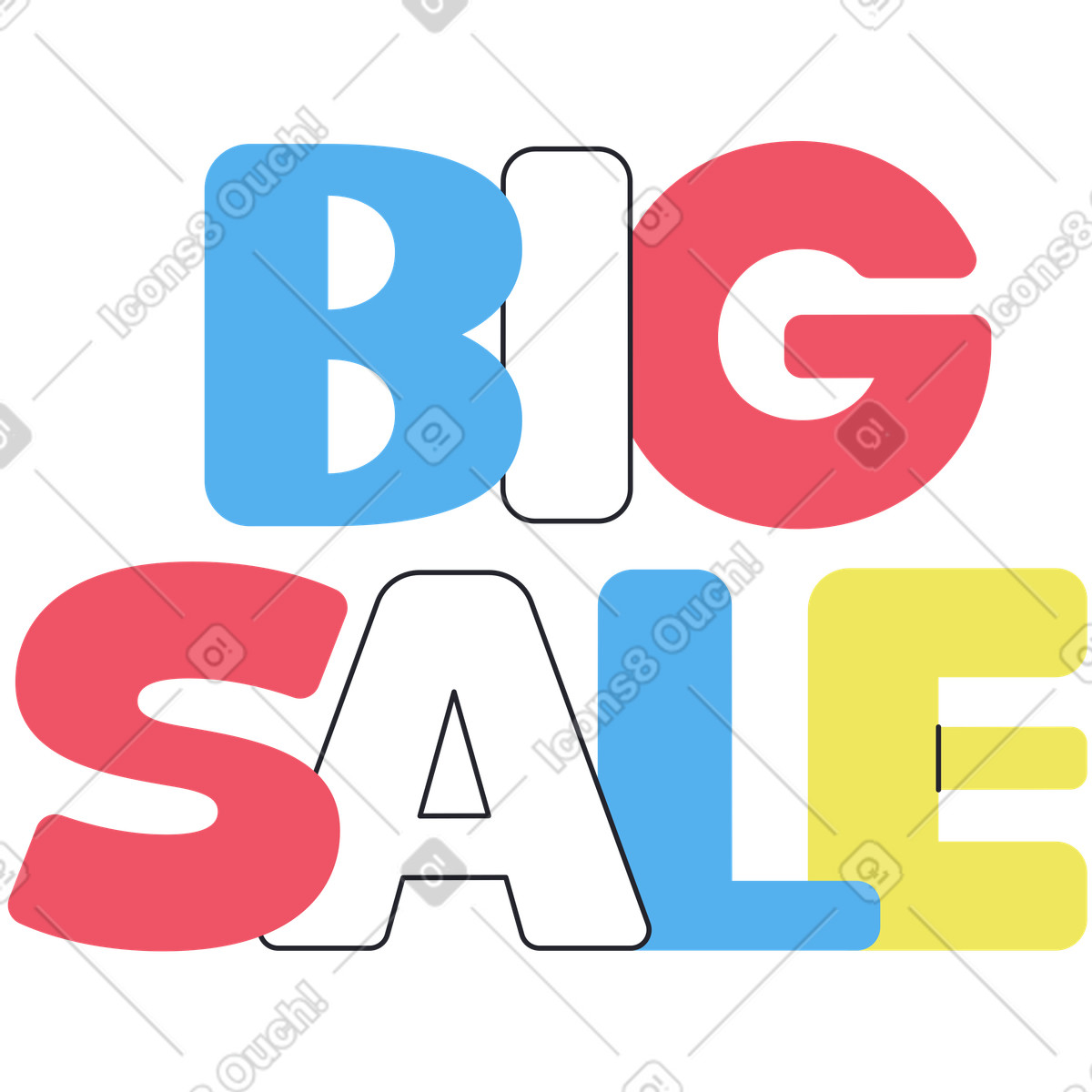 Illustration Lettrage texte grande vente dans le style Boba à télécharger aux formats PNG, SVG