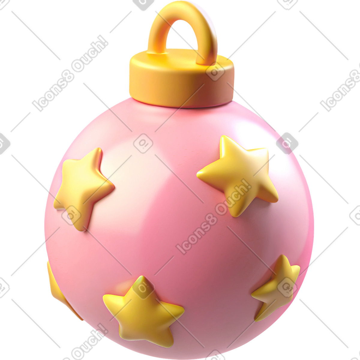 Illustration Décoration en plastique rose avec des étoiles dans le style 3D Cutie à télécharger aux formats PNG, SVG