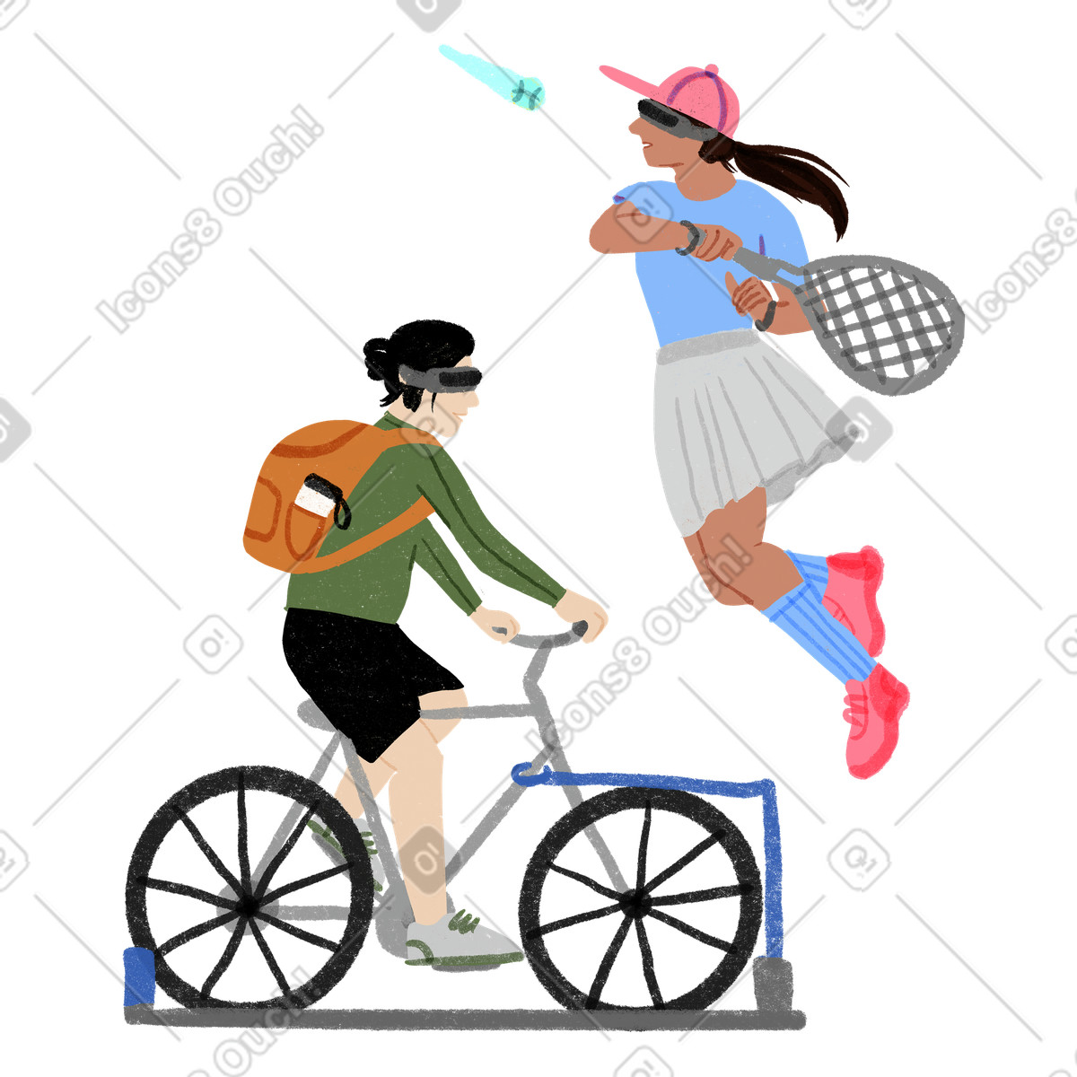 People doing vr sports illustration in Public style download in PNG, SVG