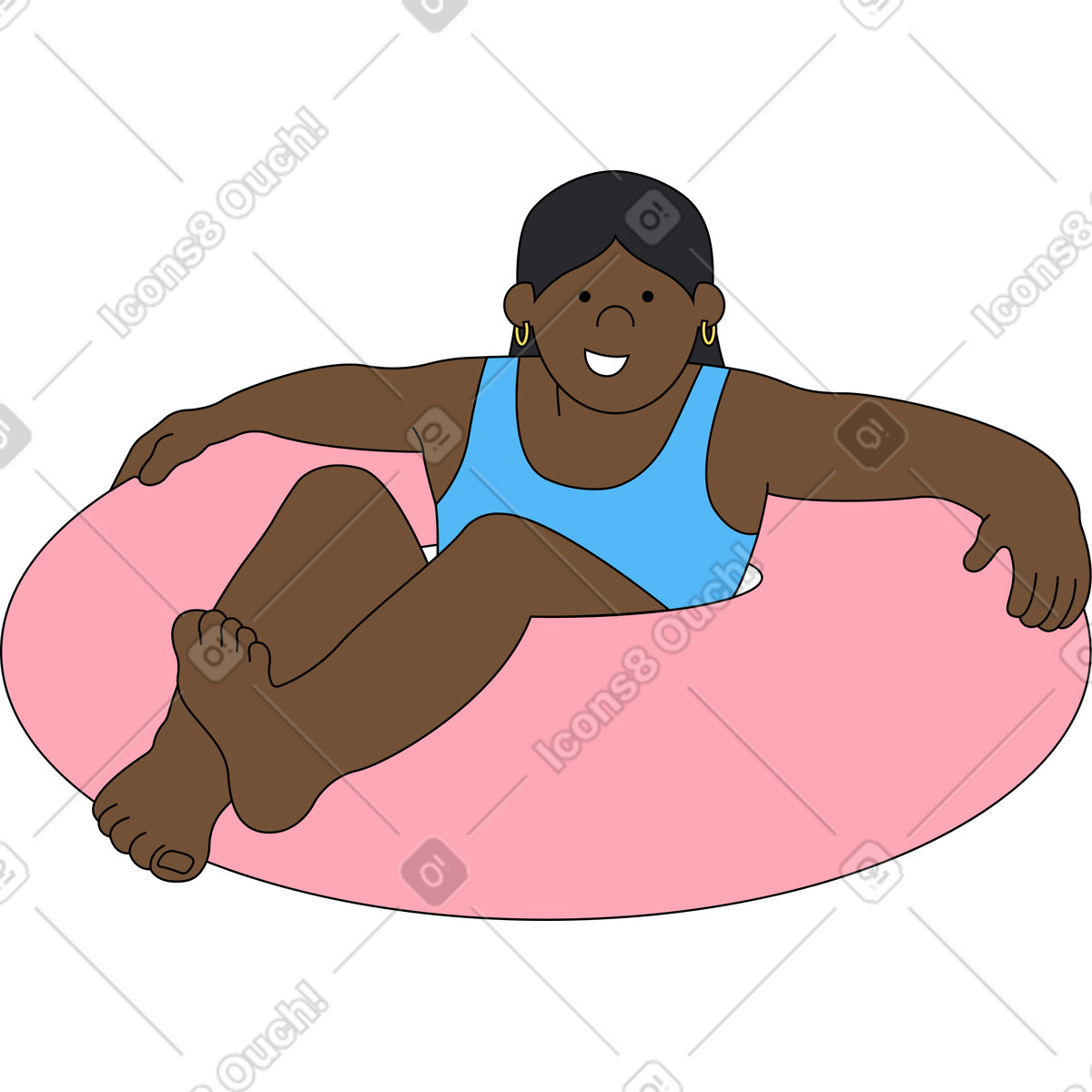 Ilustración Mujer joven, en, un, anillo inflable en estilo Kindy a descargar en PNG y SVG