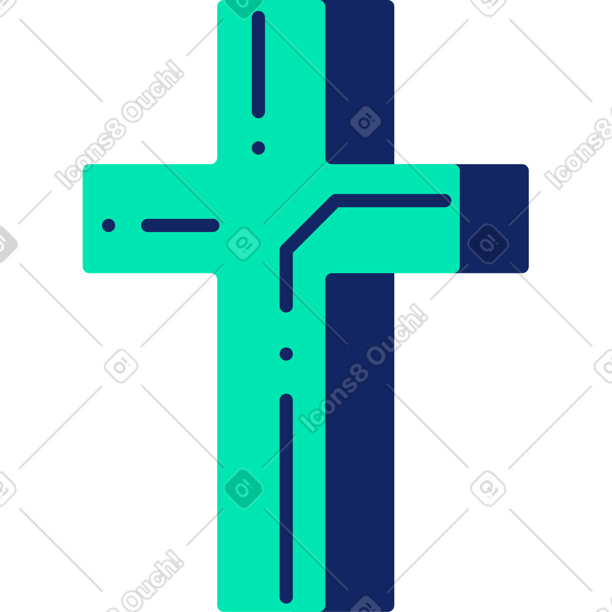 Croce di halloween illustrazione in stile Cyborg scarica in PNG, SVG