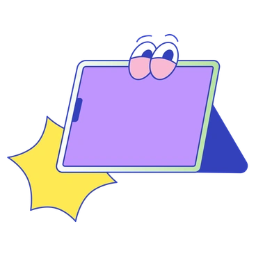 A tablet with eyes and a sparkle - Eyeful style illustration