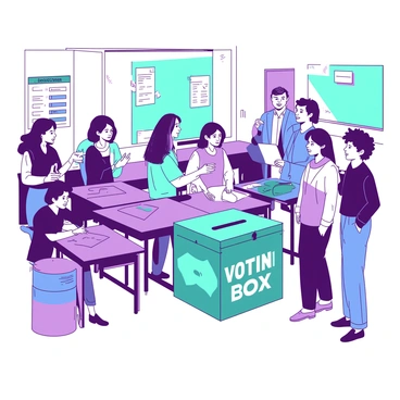Students casting votes for their school council in a classroom