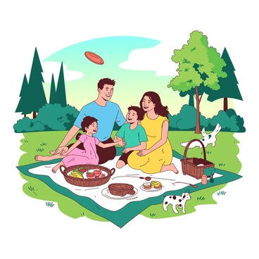 A family having a picnic in a sunlit park, with smiles and laughter all around.