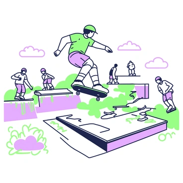 A skateboarder performing tricks in an urban skate park