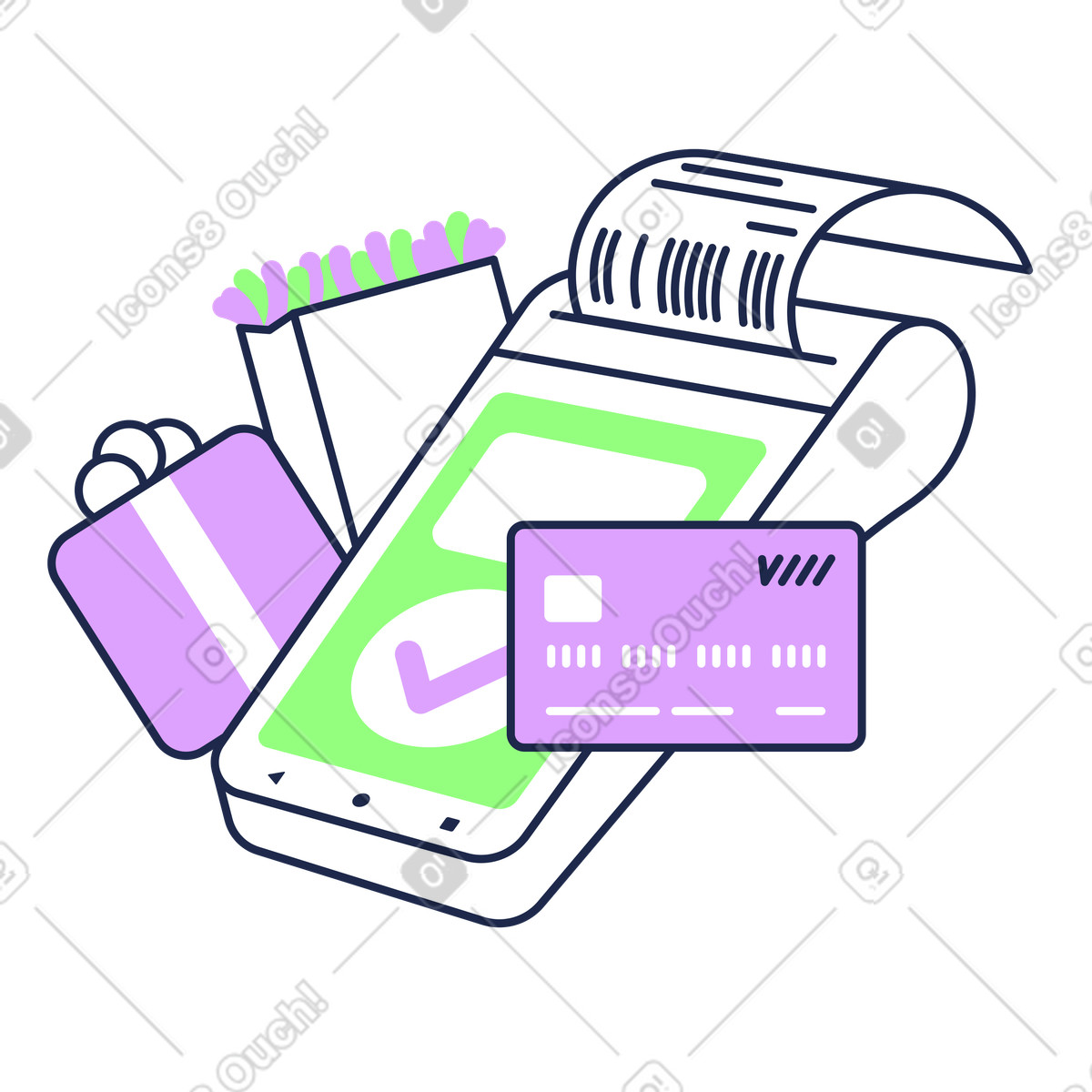 Payment by credit card processed illustration in PNG, SVG