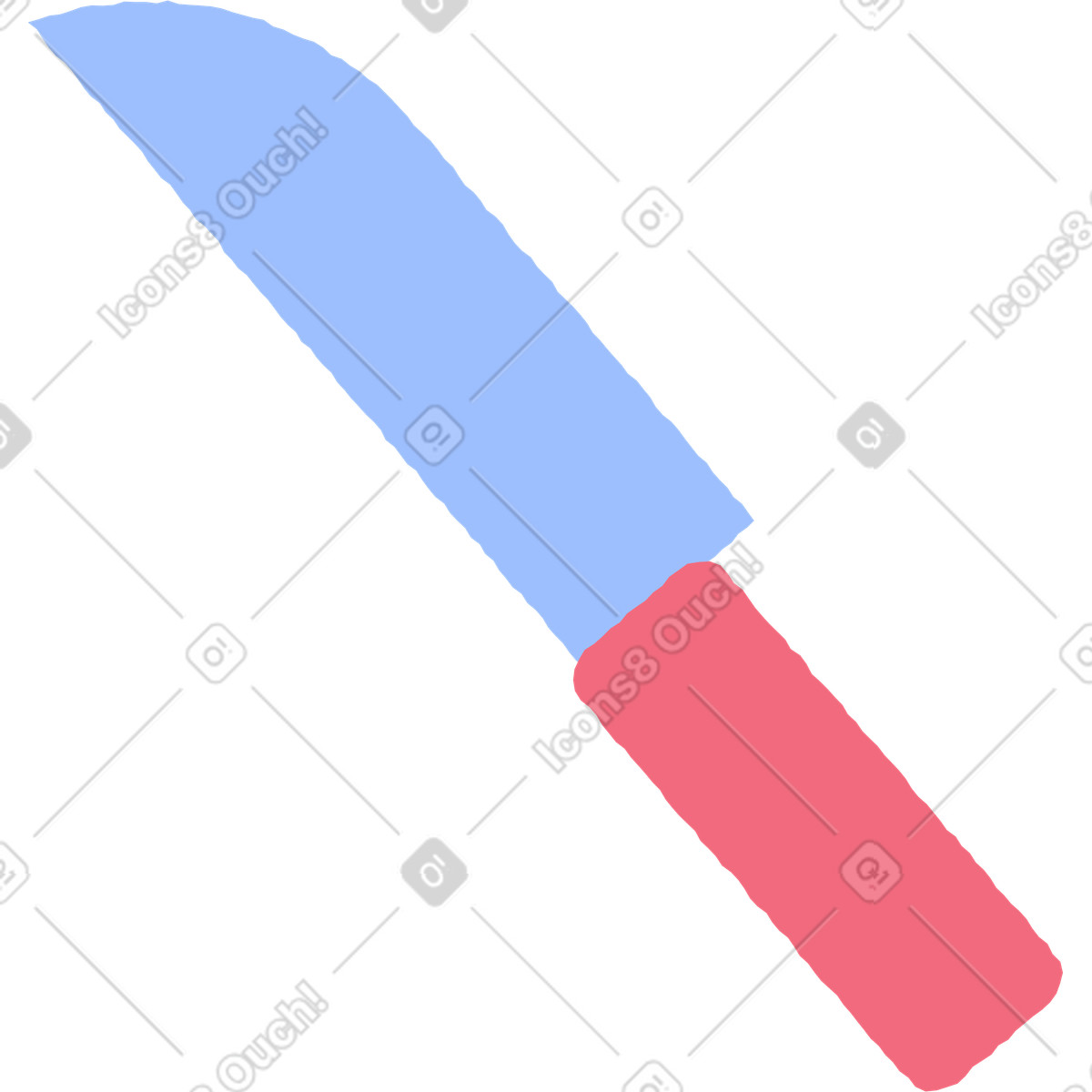 Coltello rosso e blu illustrazione in stile Pablo scarica in PNG, SVG