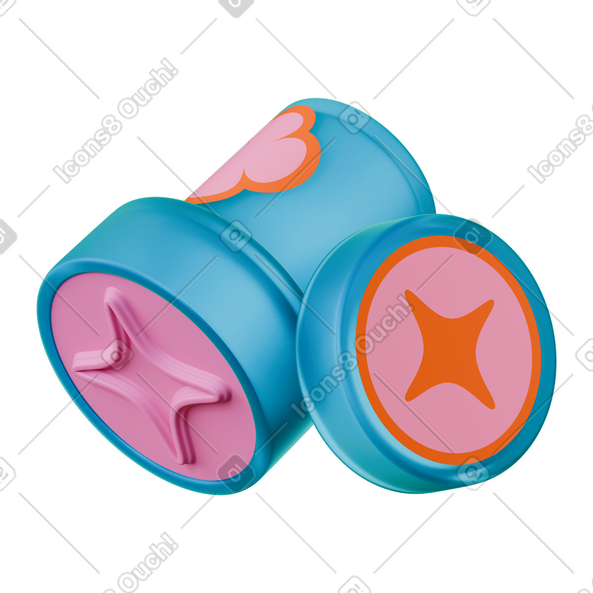 Ilustração de Stamp toy with star shape and colorful plastic cylinders em no estilo 3D Stickle para baixar em PNG, SVG