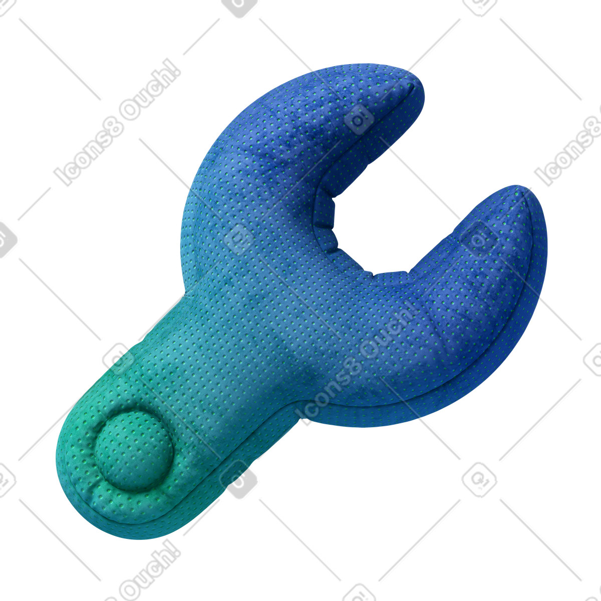 Blue wrench illustration in 3D Plush icons style download in PNG, SVG